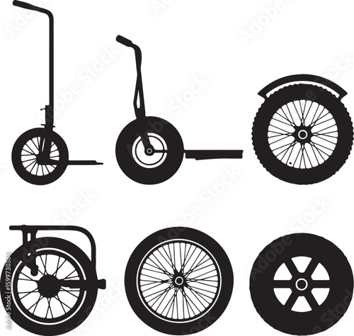 Black wheeled vehicles and parts scooter wheels