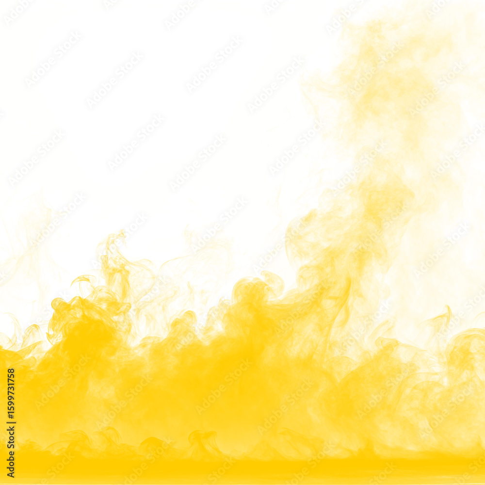 custom made wallpaper toronto digitalEthereal yellow smoke swirls elegantly upwards, forming a dense, vaporous cloud. The golden fumes create a beautiful abstract mist against a clean white back.