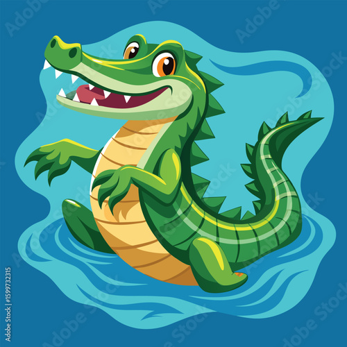 cartoon crocodile vector illustration in isolate background