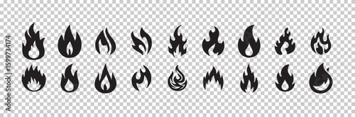 Set of fire flame vector icons. Collection of fire and flame icons, simple flame icon vector illustration eps 10.