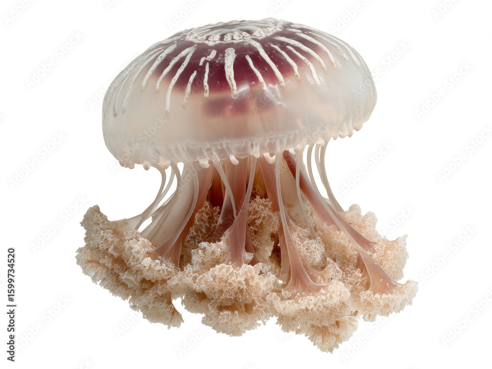 Elegant sea nettle jellyfish underwater marine life, Isolated On Transparent Background, Png Elegant sea nettle jellyfish underwater marine life, Isolated On Transparent Background, Png
