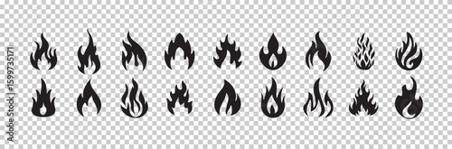 Fire icon collection. Fire flame vector icon set, Fire flame symbol. Flames icon sign symbol collections, vector illustration eps 10.