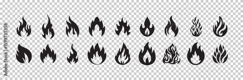 Fire icon vector. fire sign and symbol,  burning, heat, energy icons in line art style collection, vector illustration eps 10.
