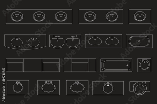 Bathroom Plumbing Fixtures CAD Symbols
