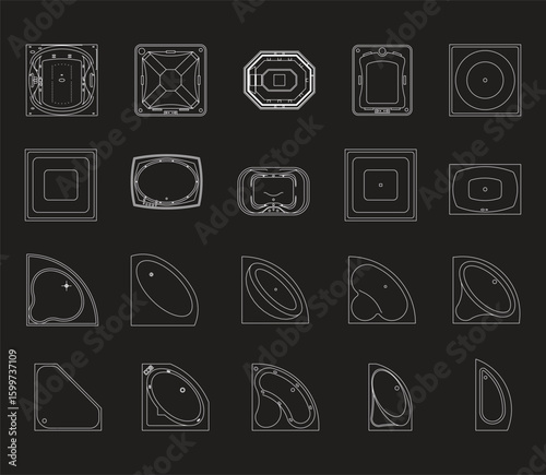 Architectural Symbols for Bathroom Fixtures