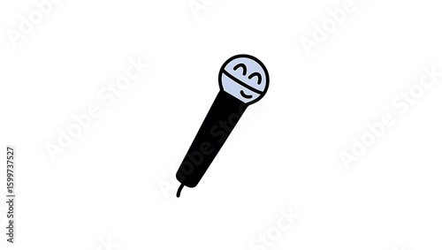 Illustration of a microphone with a smiling face and a sleek vertical handle design element art