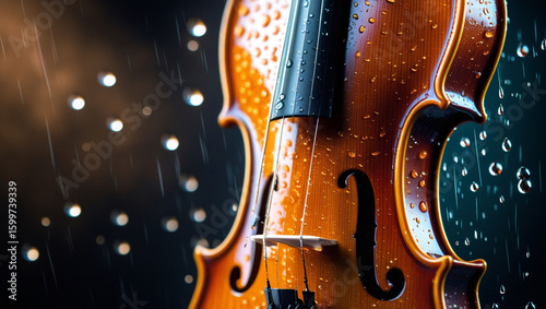 Violin music instrument orchestra symphony classical concert stringed musical art raindrops aesthetic