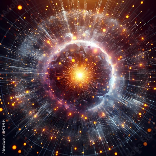 Glowing Data Sphere with Mist Core