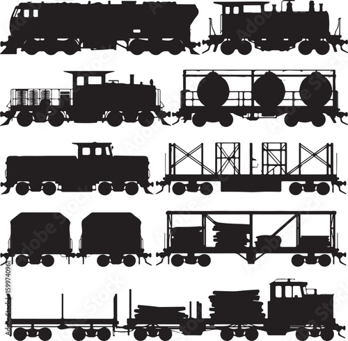 Various train engines and carriages locomotive freight