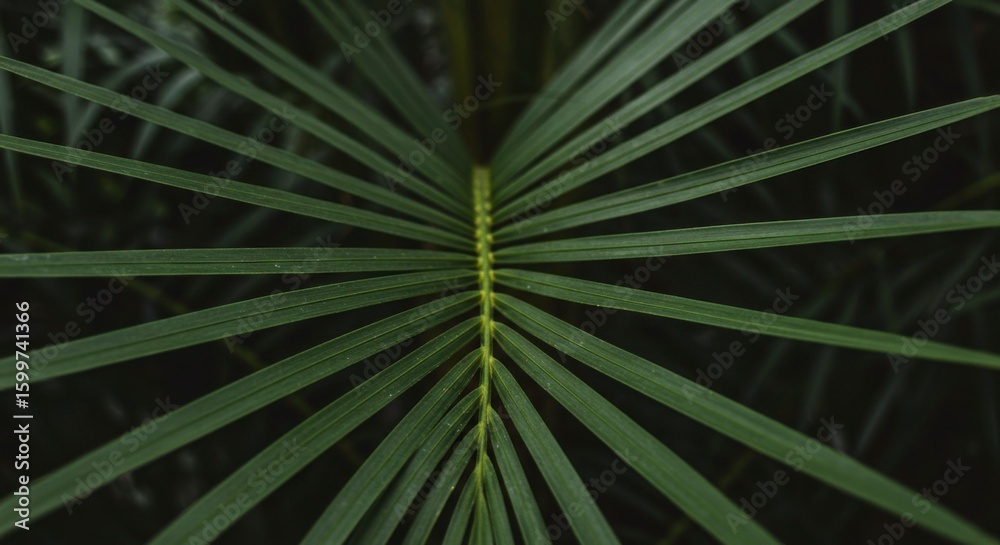 Obraz premium Close-up of a palm frond's intricate venation