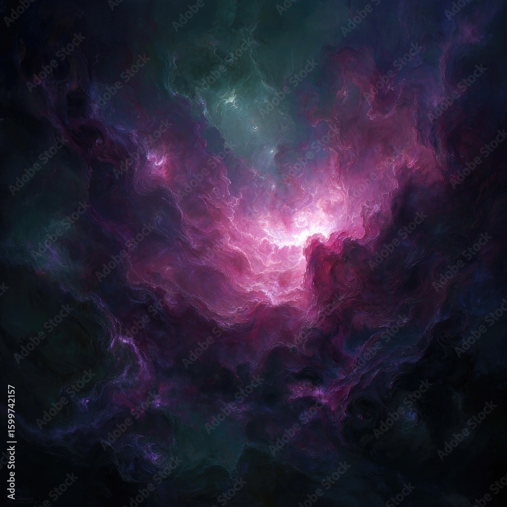 Fototapeta premium Dramatic Pink And Purple Nebula In Deep Space
