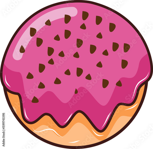 A donut icon with various icing and toppings, ideal for food-related design or digital use.