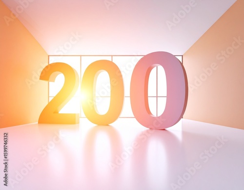 Enormous numbers gleam in sunlit room
