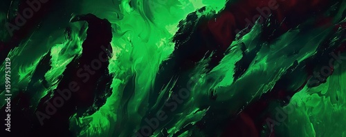 Abstract dark green and black background featuring textured brushstrokes and smooth blending effects with a hint of dark