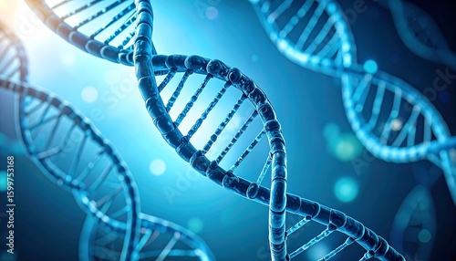 DNA helix in vibrant blue