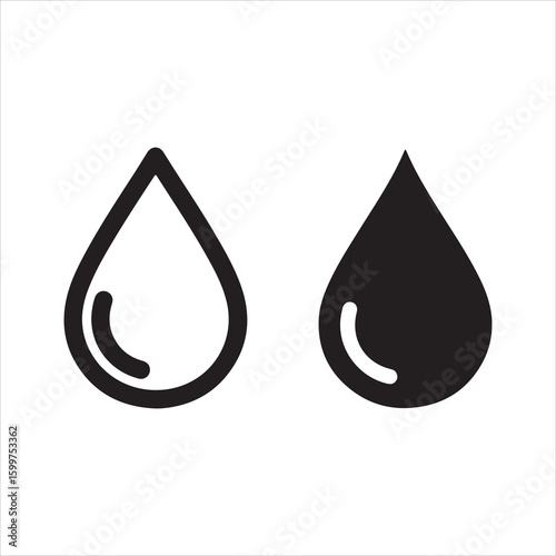 Two drops of water symbol comparison outline and solid