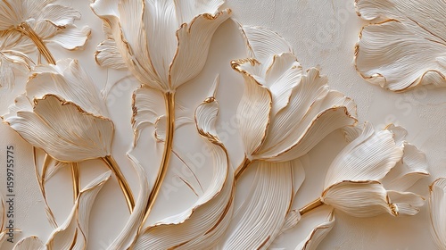 Elegant 3D Floral Design In Beige And Gold