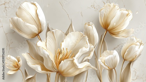 Elegant Cream And Beige Flowers