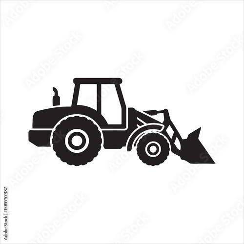 Silhouette of a front loader tractor with articulated steering