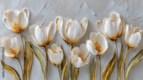 Elegant White Tulips With Golden Accents