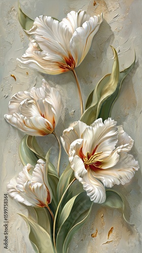 Delicate White Tulips With Gold Accents