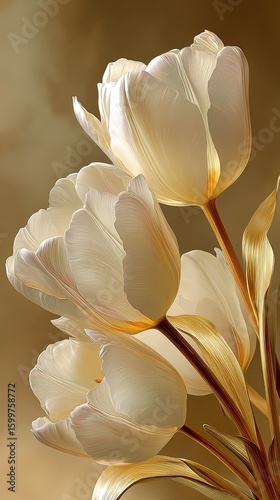 Elegant White Tulips With Gold Accents