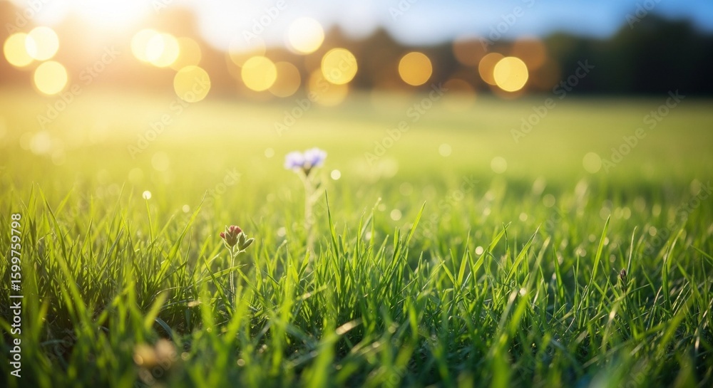 Fototapeta premium abstract spring background or summer background with fresh grass in the field