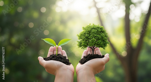 hands holding a plant