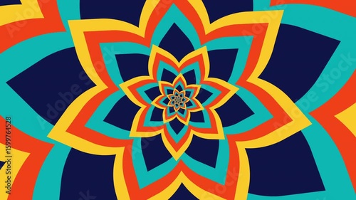 Abstract Striped Concentric Star Shapes Expanding Background Loop