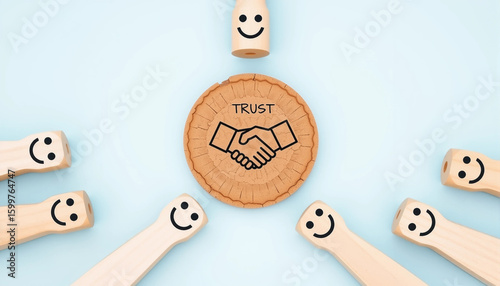 Trust Concept with Happy Team Faces – Building Relationships, Cooperation and Workplace Harmony