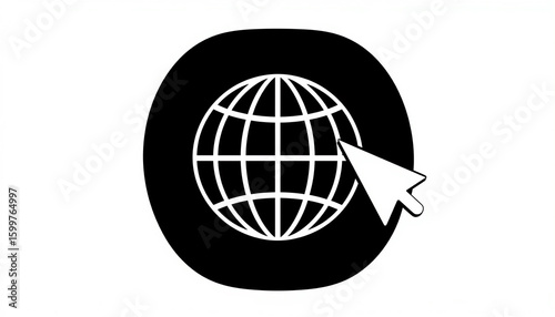 Internet Globe Icon with Cursor – Global Web Access and Online Connectivity Symbol 