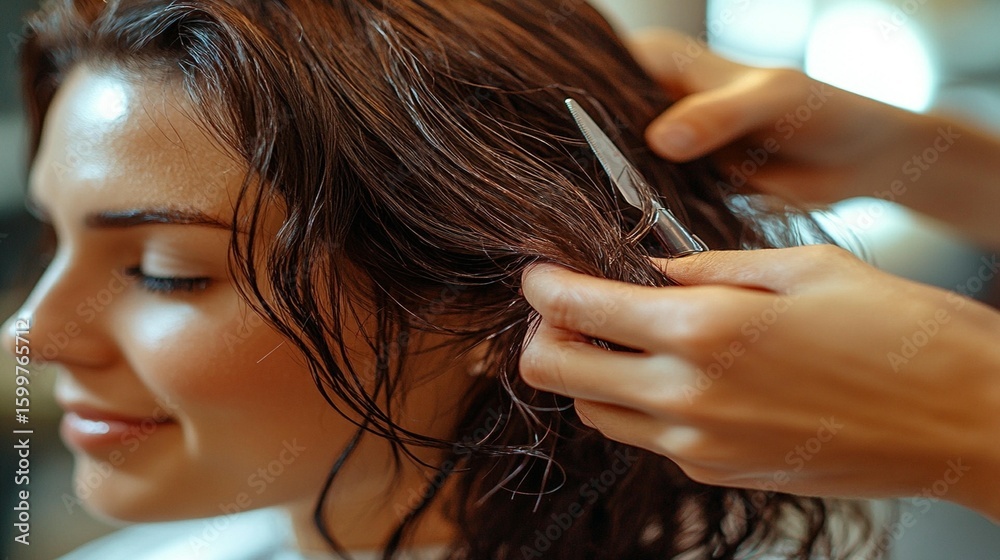 Fototapeta premium Wet Hair Cutting Guide