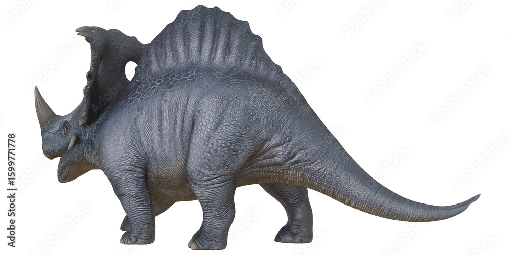 Fototapeta premium Majestic stylized dinosaur sculpture in profile view.