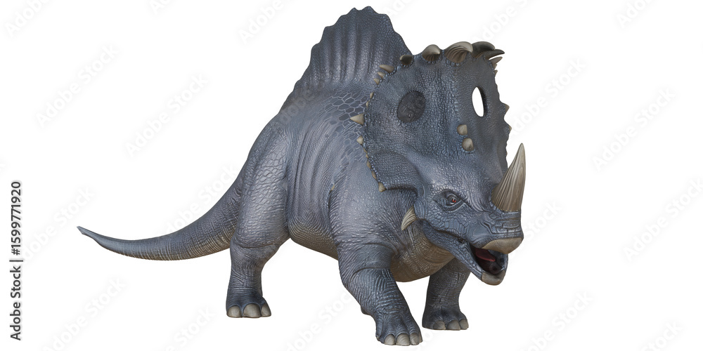 Realistic triceratops dinosaur toy on white background Realistic triceratops dinosaur toy on white background