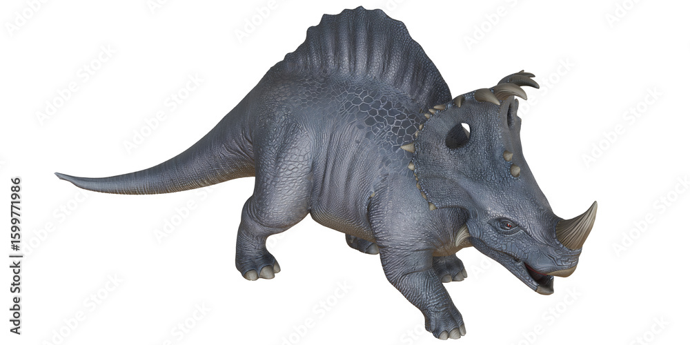 Fototapeta premium Gray dinosaur figurine with detailed texture.