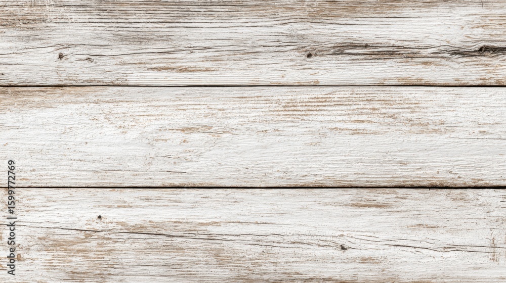 Fototapeta premium A pale wooden surface showcases a rustic, weathered texture with visible grain and wear, perfect for decoration, photography, or crafting. Its natural charm adds warmth to any setting.