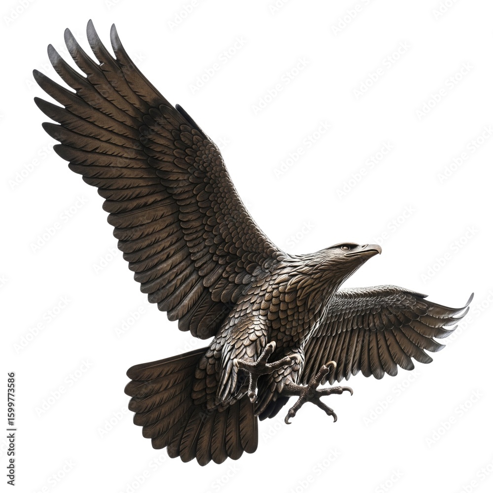 Obraz premium Flying eagle statue isolated on white background