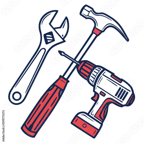 Craftsman's Toolkit: An illustrative arrangement of essential hand tools, artfully designed to represent the world of repair and building.