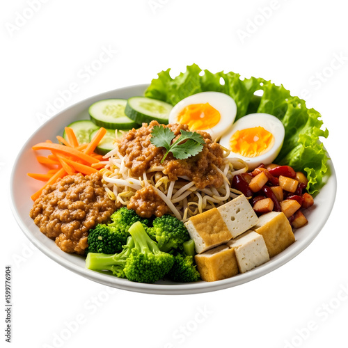 Colorful Indonesian Gado-Gado Salad Bowl.