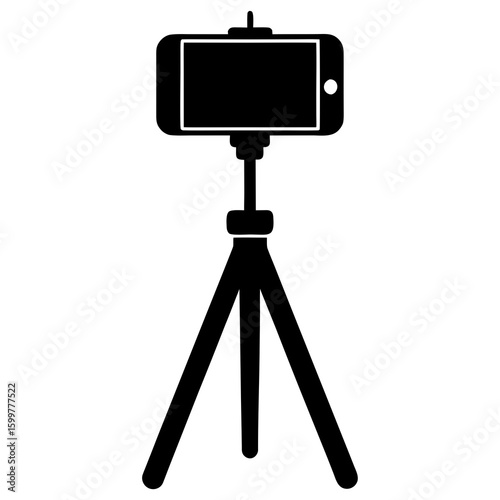 Smartphone on tripod vector silhouette
