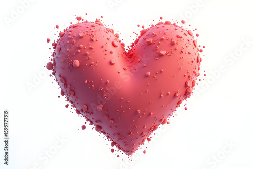 Pink Heart with Small Spheres on White Background