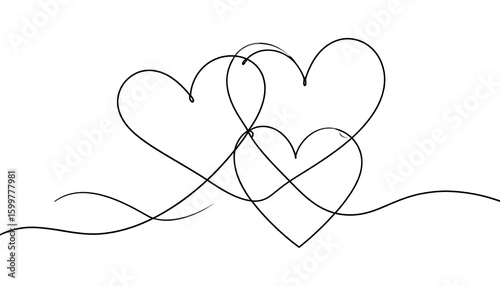 Simple line art hearts intertwined