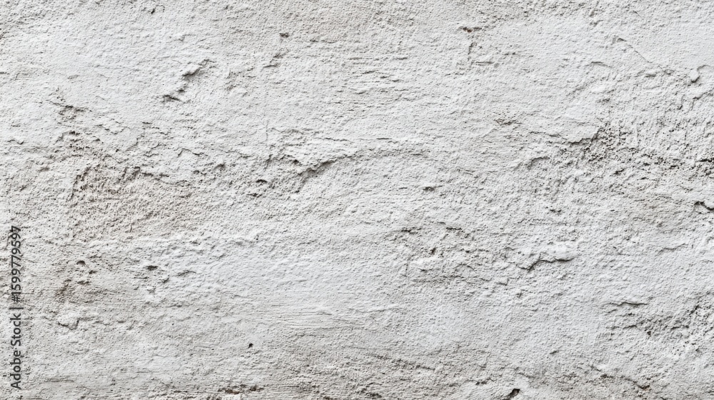 Obraz premium A rough, textured white wall displays variations in surface and color, reflecting light in a residential setting during daylight hours.