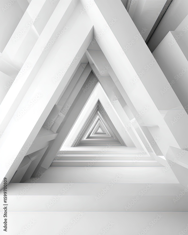 Fototapeta premium Abstract White Geometric Tunnel Perspective
