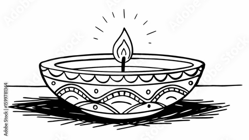 Diwali diya lamp drawing vector illustration for indian festival of lights celebration and decoration ideas