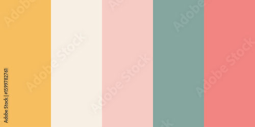 Pastel Peach Mint Pink Vertical Stripes Seamless Vector Background. Soft Modern Art