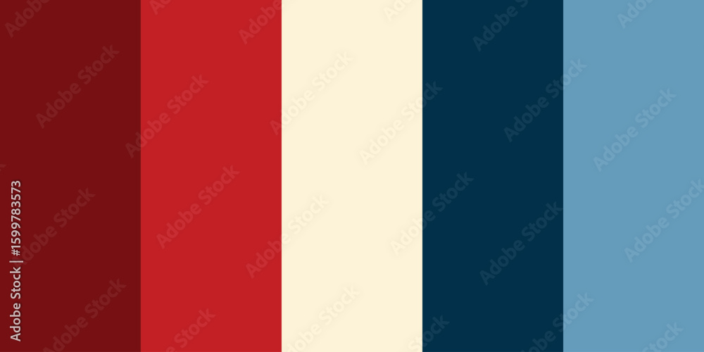 Naklejka premium Red Cream Blue Vertical Stripes Seamless Vector Background. Vintage Modern Minimal Art