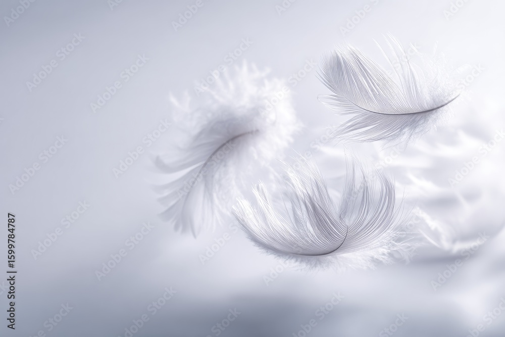 Obraz premium Delicate Floating Feathers In Soft Light