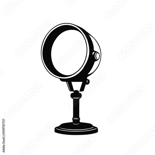 Vintage spotlight silhouette on a white background. Simple, bold design for a studio or theatrical use.