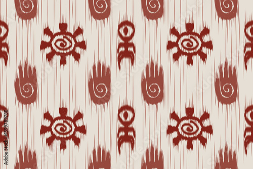 Seamless Tribal Ikat Pattern in Warm Earth Tones – Vector Textile Design